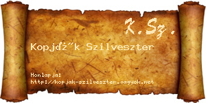 Kopják Szilveszter névjegykártya